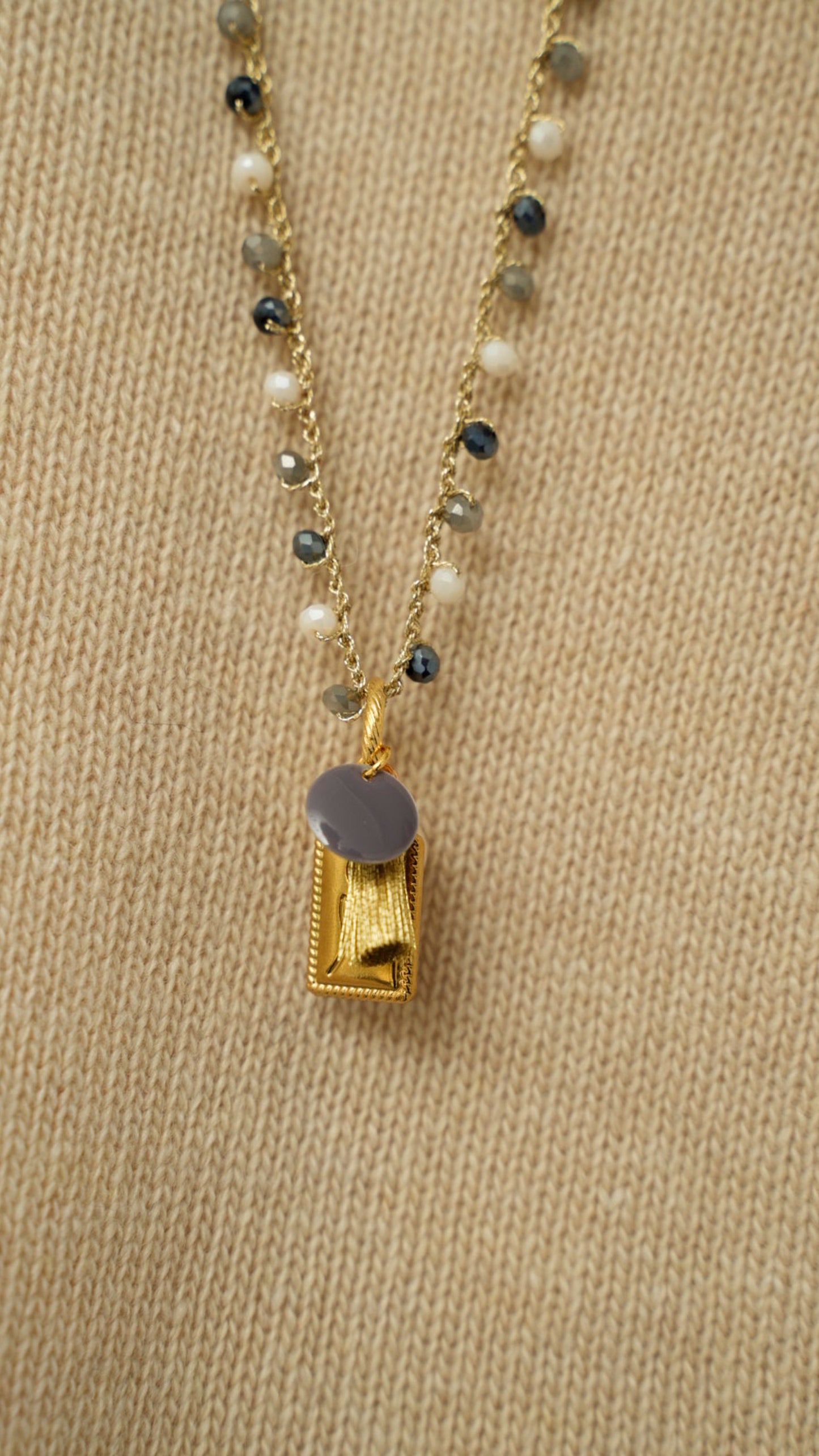 Via Roma - Collana "Amior" Grigio - Blu - Bianco - Dorato