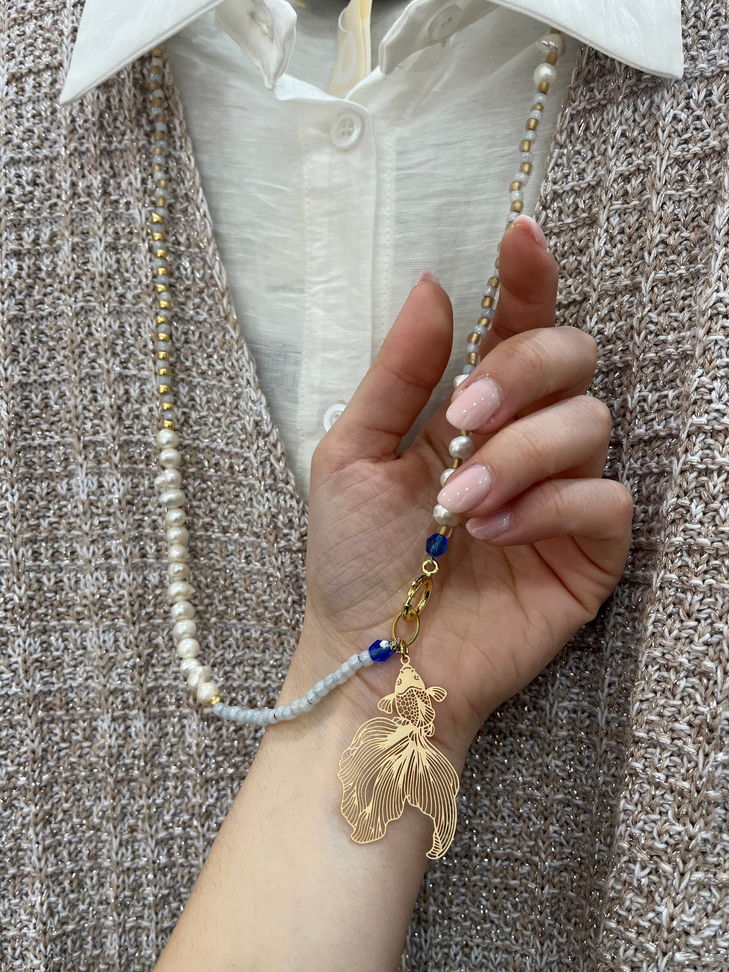 Via Roma - Collana "Carpa" Oro - Bianco - Blu