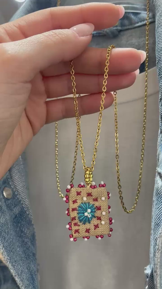 Via Roma - Collana "Primavera" Beige - Bianco - Fucsia - Azzurro - Oro